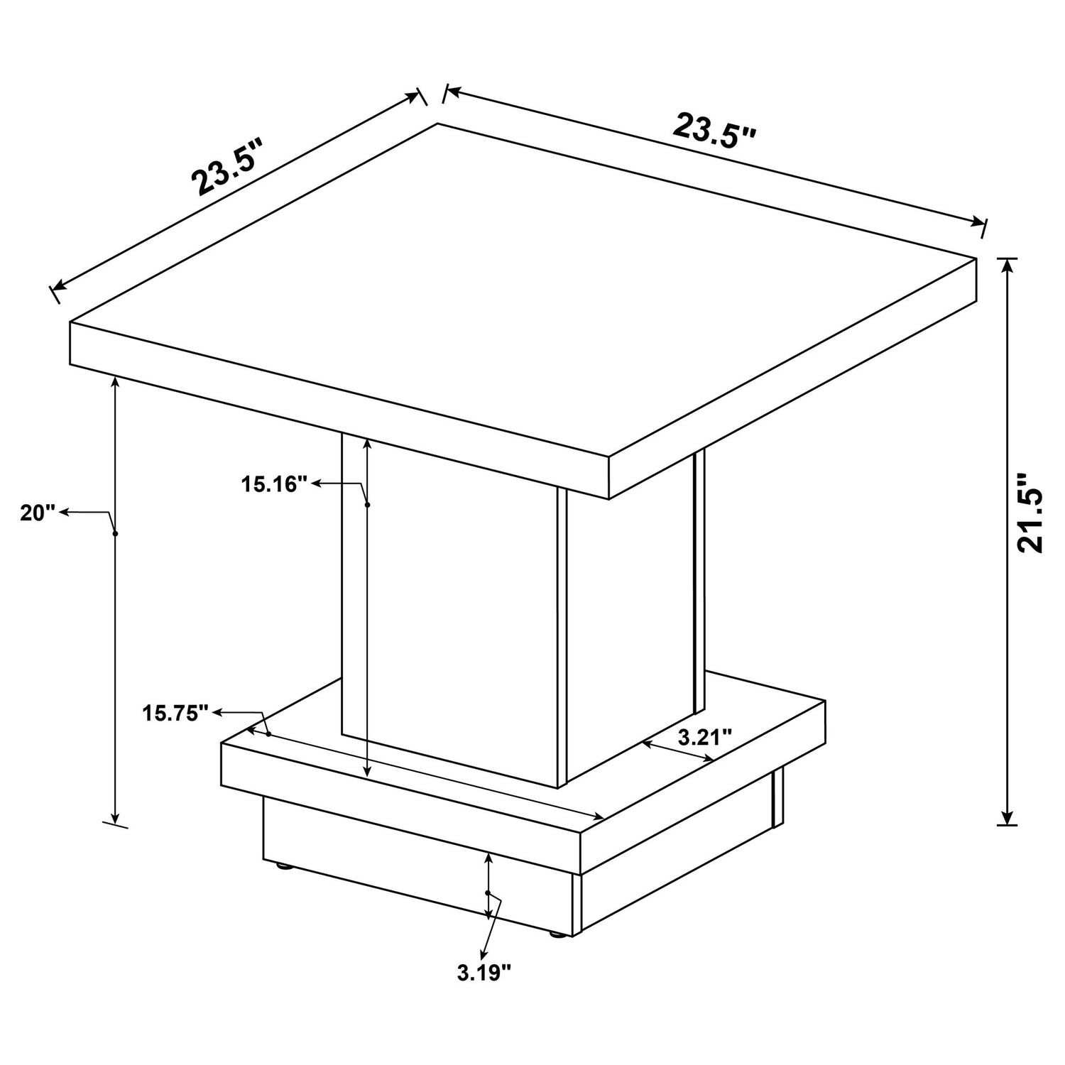 Mbala - Square Pedestal End Table - Cappuccino
