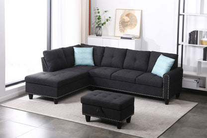 Alger - Left Hand Facing Sofa &amp; Chaise With Ottoman