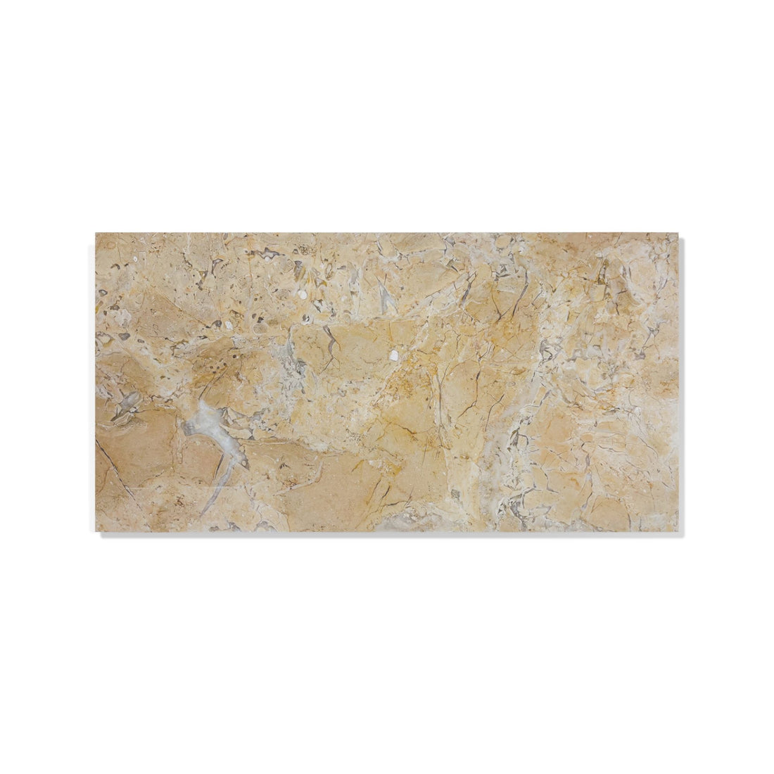 Marble Tile For Floor And Wall Honed 12 X 24&quot; Stone (Set of 4) - Beige / Gold