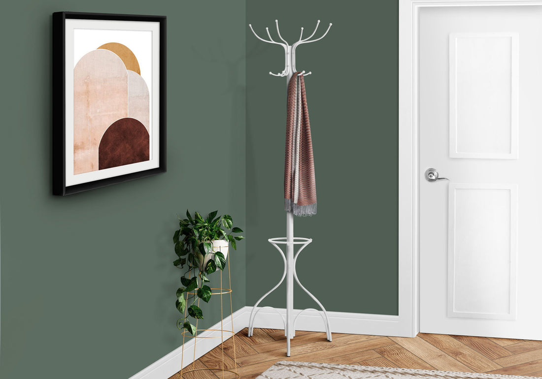 Coat Rack, Hall Tree, Free Standing, 12 Hooks, Entryway, 70&quot;H, Umbrella Holder, Contemporary &amp; Modern