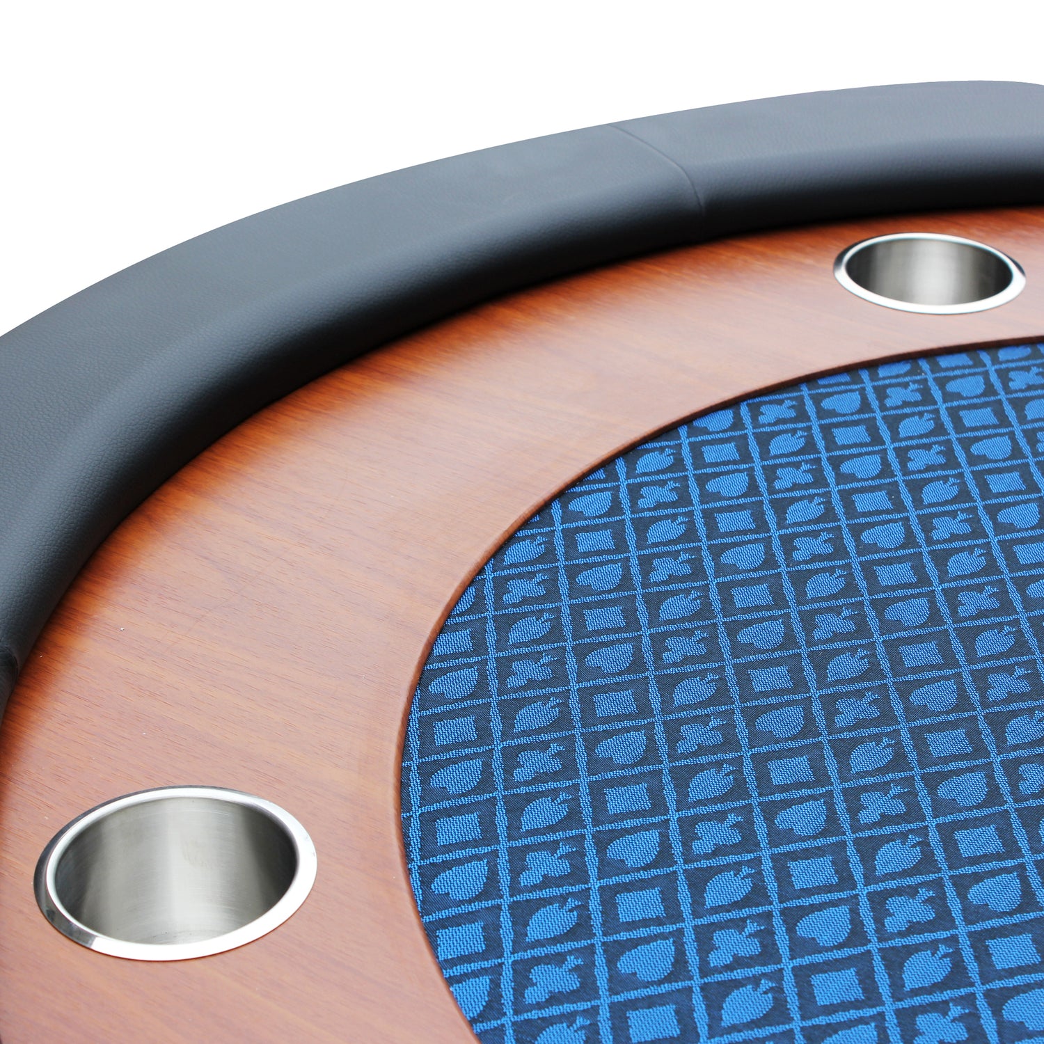 96&quot; 10 Poker Table for 10 Players Casino Games with Speed Cloth Felt Pedestal Base Cup Holders Blue