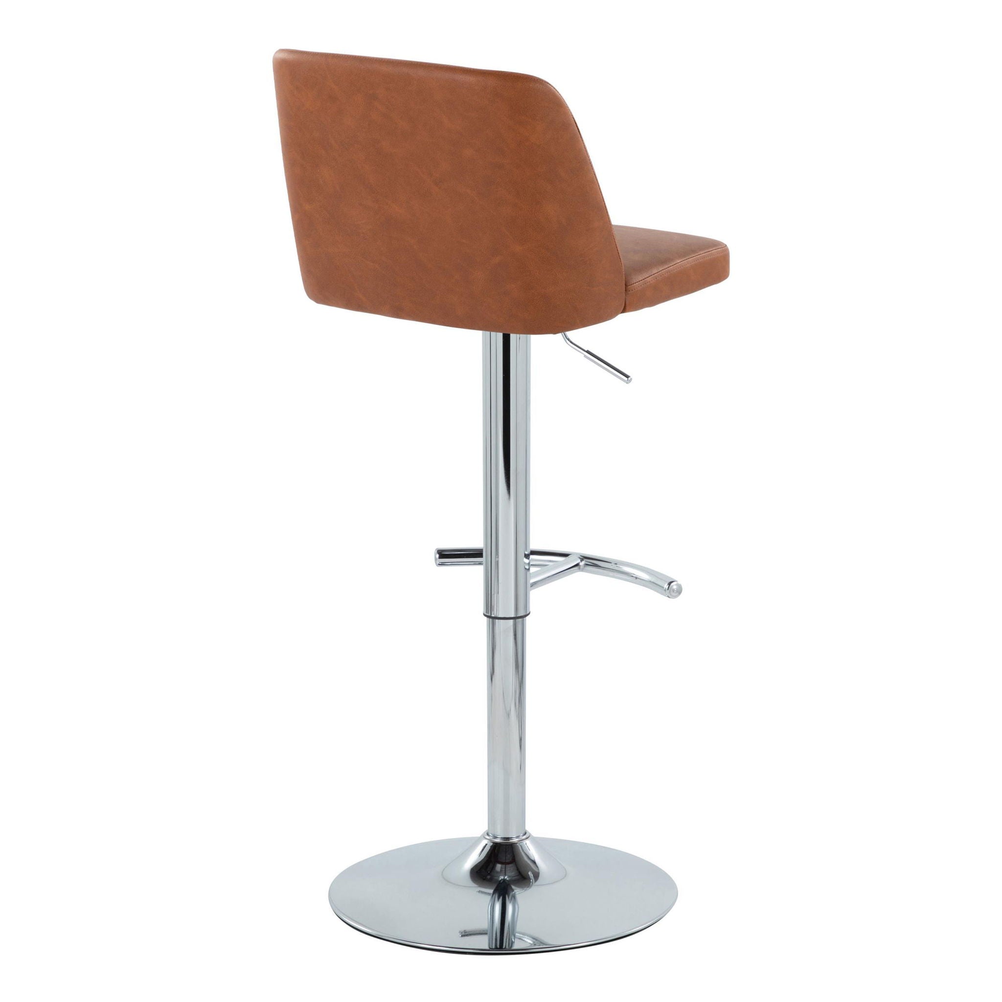 Toriano - Contemporary Adjustable Barstool With Swivel &amp; Rounded T Footrest (Set of 2)