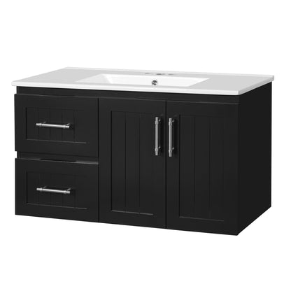 Wall Mounted Bathroom Vanity &amp; Sink, 2 Drawers