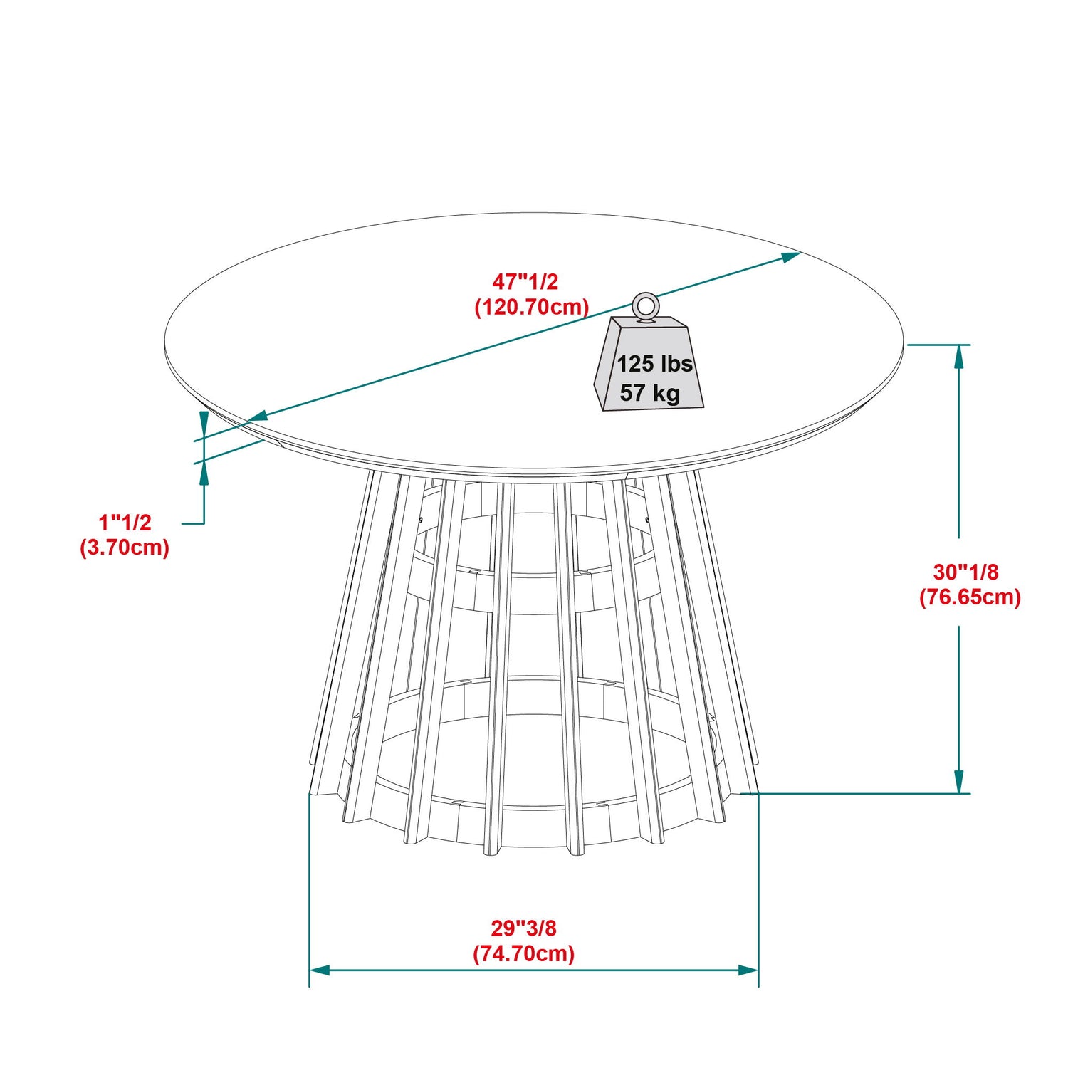 Round Dining Table With Pedestal Base - Brown