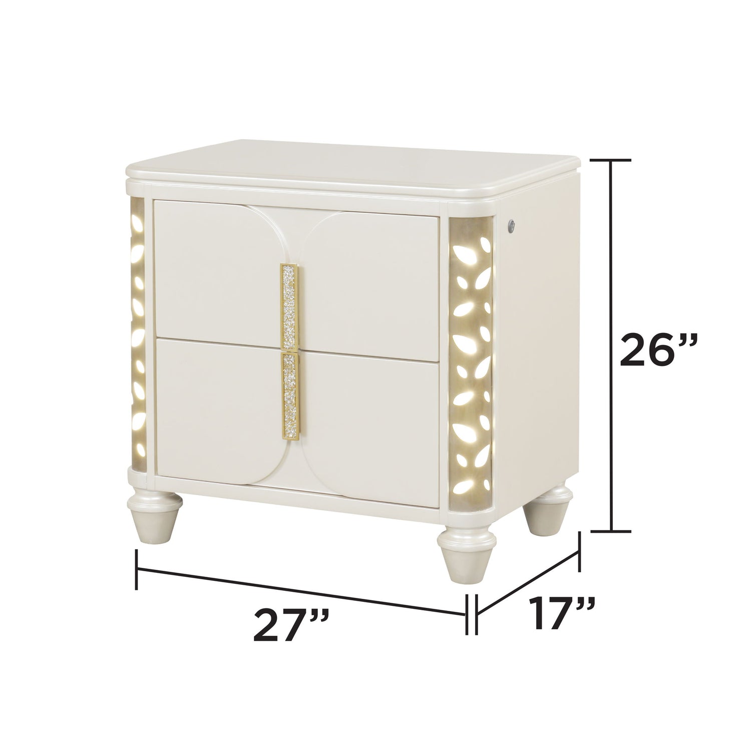 Cinderella - Nightstand With LED Accents And 2 Storage Drawers - Beige