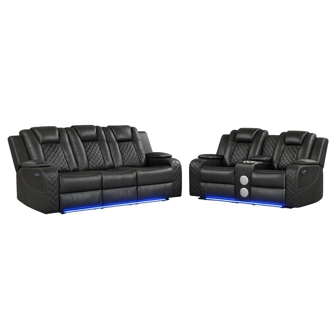 Benz - LED &amp; Power Recliner With Adjustable Headrests And Ambient LED Lighting