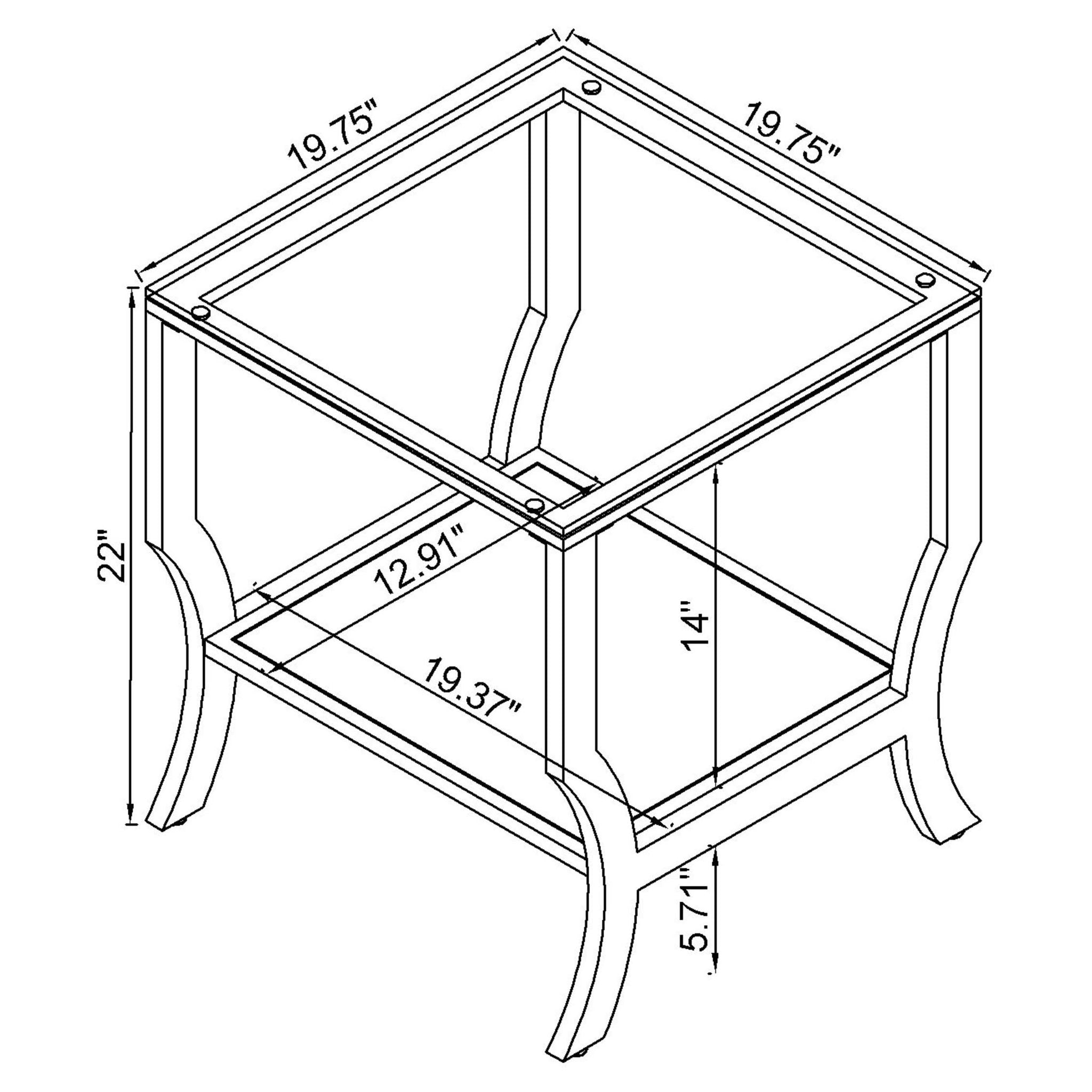 Porch &amp; Den - Square Top End Table Elegance Glass - Chrome