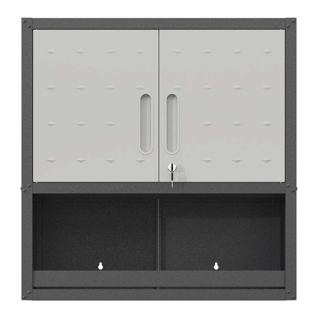 Metal Wall Mounted Tool Storage Cabinet With Locking Door, 1 Shelf &amp; 1 Drawer