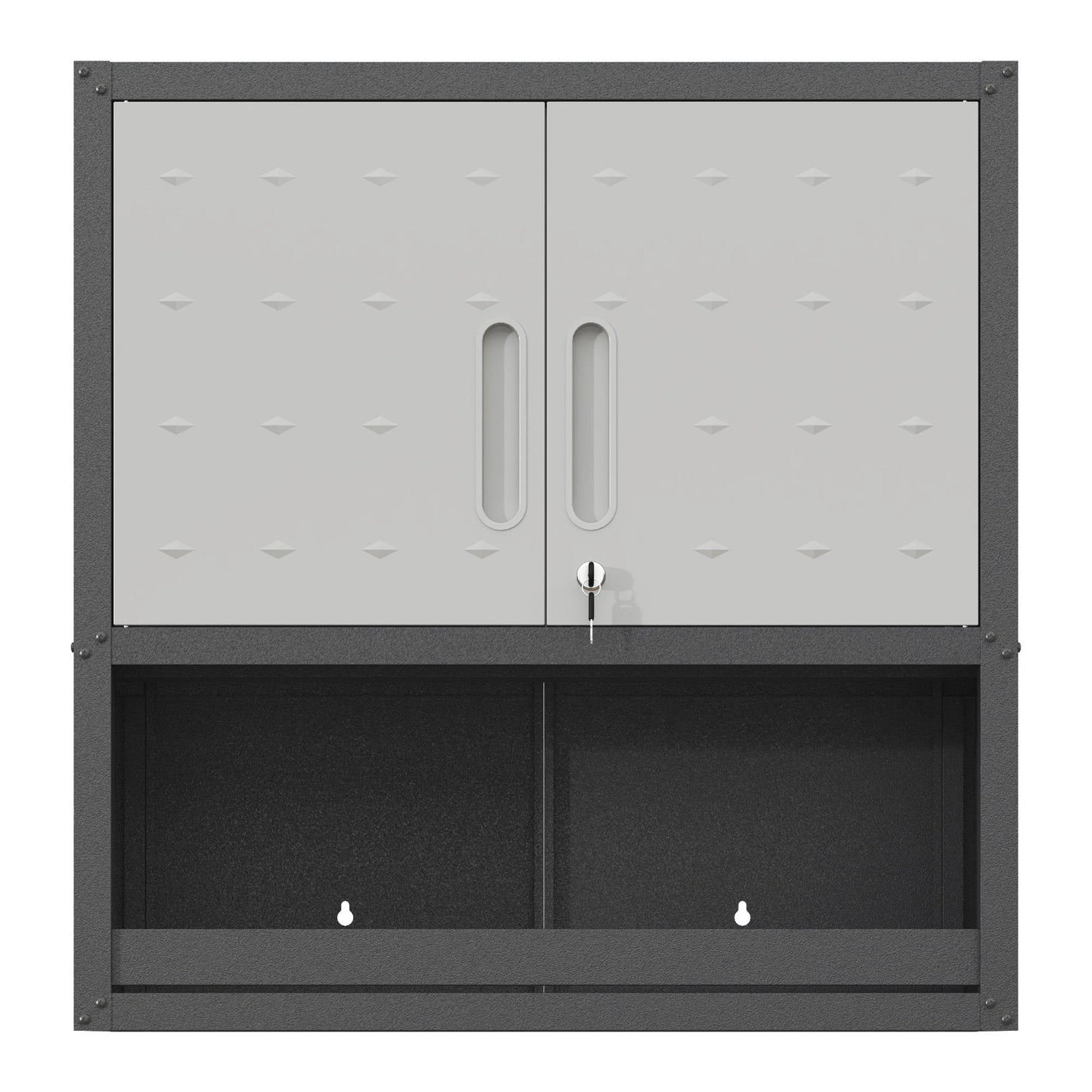 Metal Wall Mounted Tool Storage Cabinet With Locking Door, 1 Shelf &amp; 1 Drawer