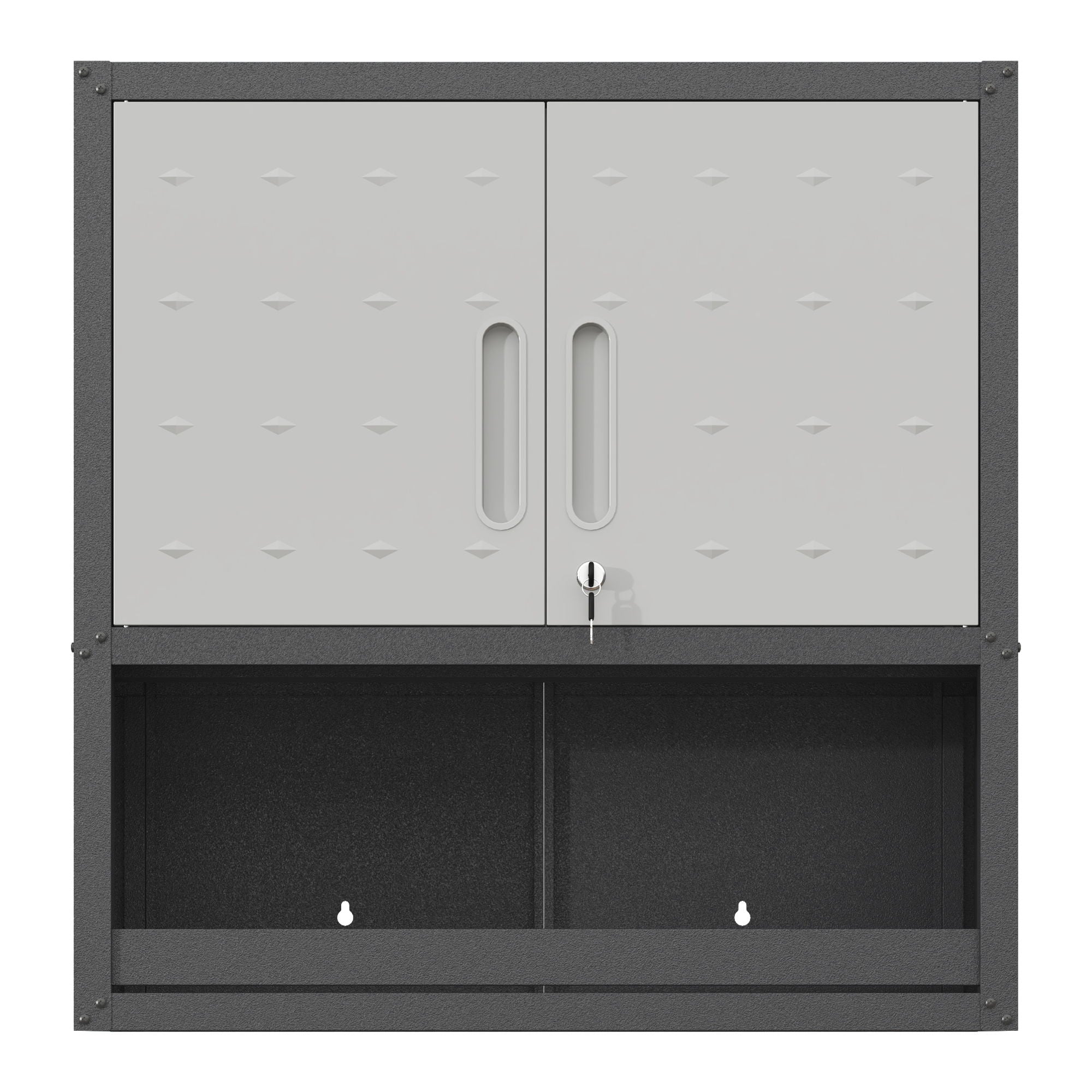 Metal Wall Mounted Tool Storage Cabinet With Locking Door, 1 Shelf &amp; 1 Drawer