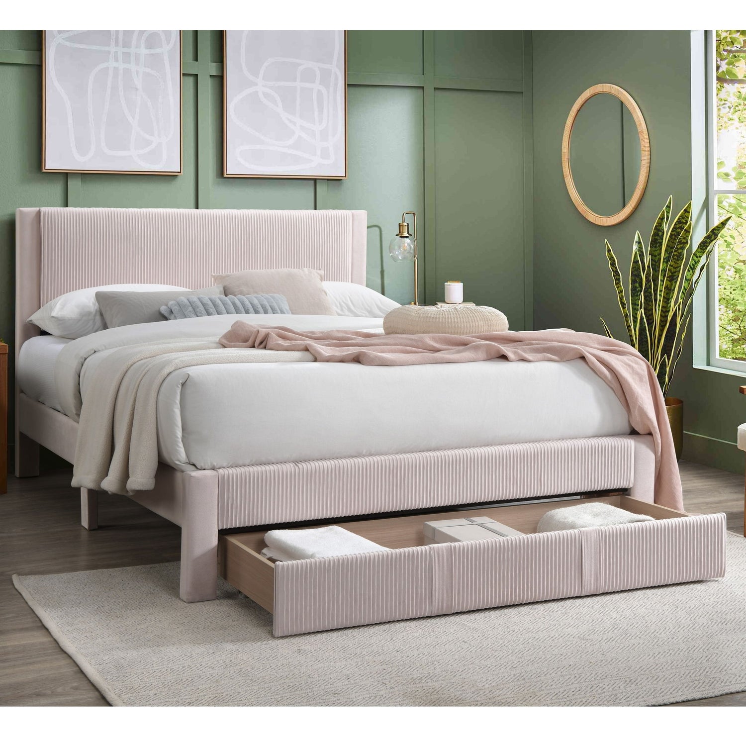 Contemporary Bed &amp; Storage Drawer