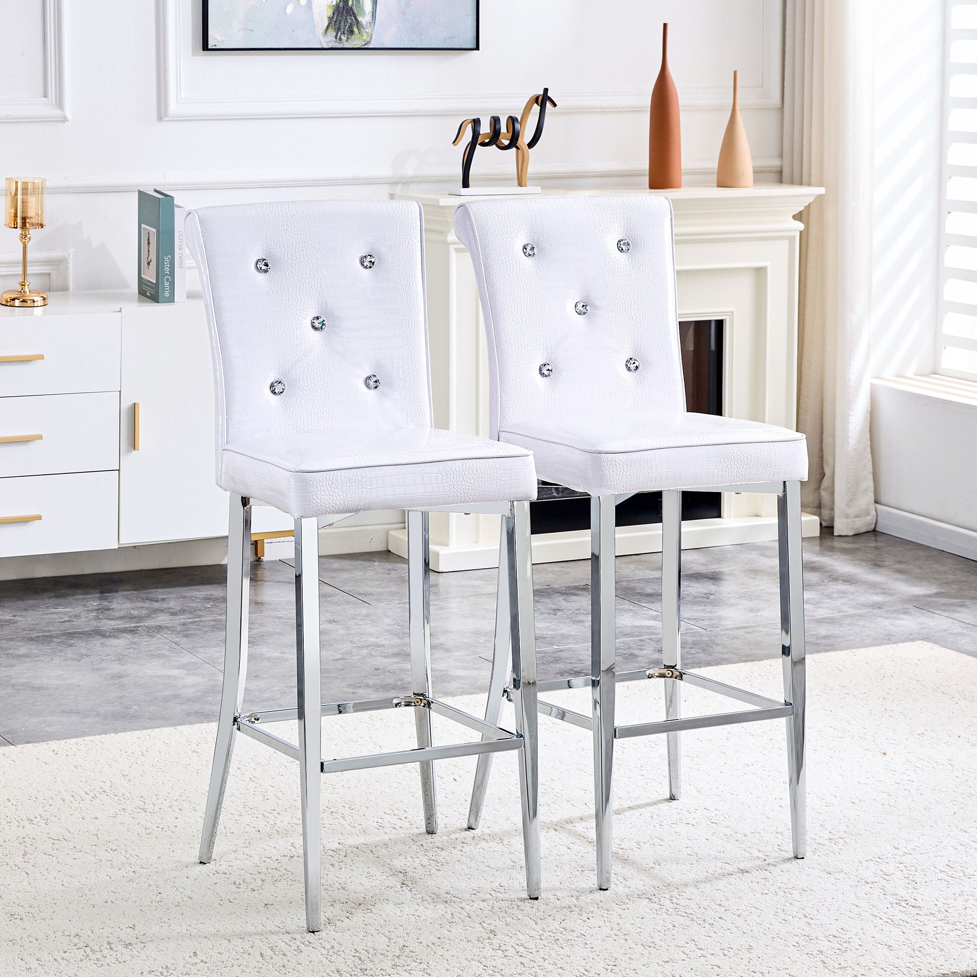 Bar Chairs &amp; Crystal Clasp Design (Set of 2)
