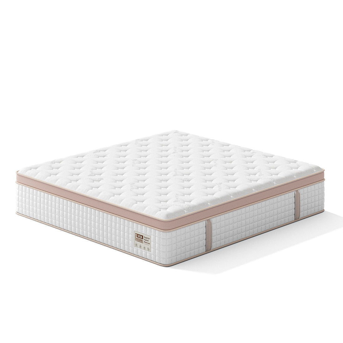 14" King Size, Firm Hybrid Mattress, Gel Memory Foam &amp; Pocket Springs, Pressure Relief, Motion Isolation, Ergonomic Bed - White