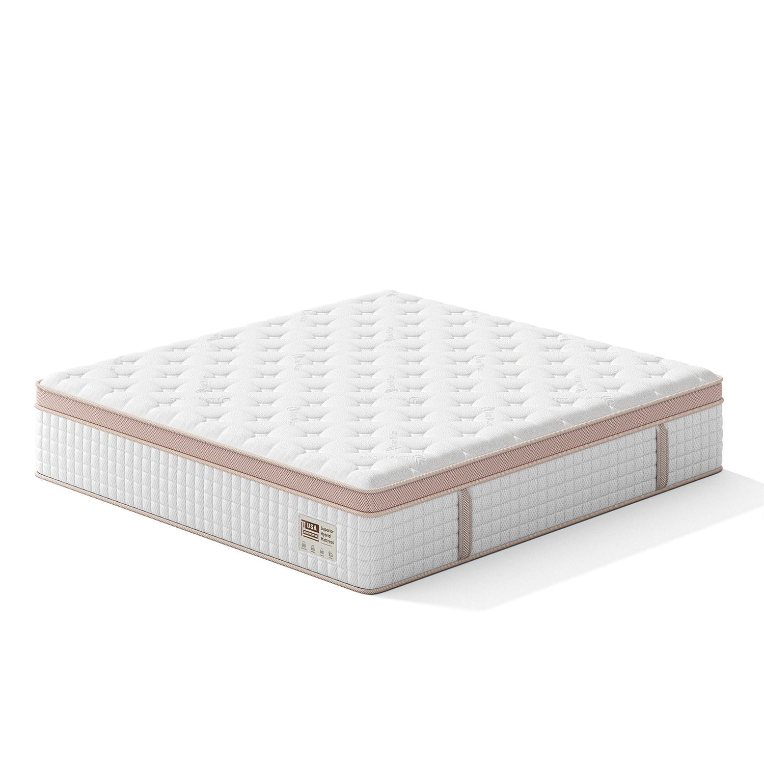 14" King Size, Firm Hybrid Mattress, Gel Memory Foam &amp; Pocket Springs, Pressure Relief, Motion Isolation, Ergonomic Bed - White