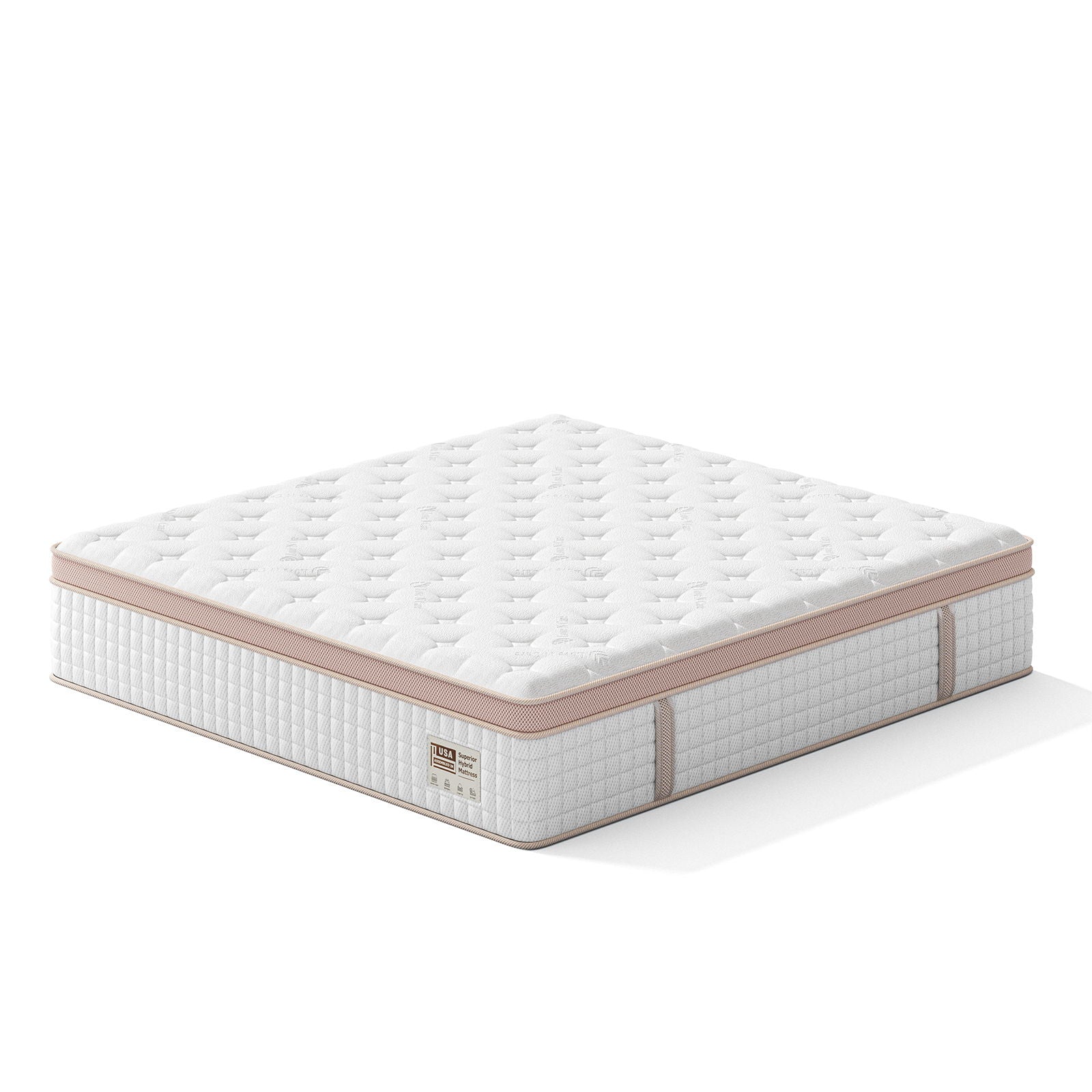 14" King Size, Firm Hybrid Mattress, Gel Memory Foam &amp; Pocket Springs, Pressure Relief, Motion Isolation, Ergonomic Bed - White