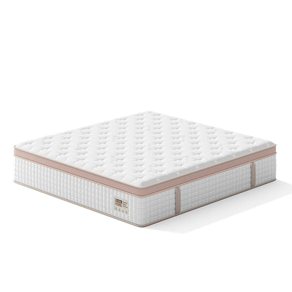 14" King Size, Firm Hybrid Mattress, Gel Memory Foam &amp; Pocket Springs, Pressure Relief, Motion Isolation, Ergonomic Bed - White
