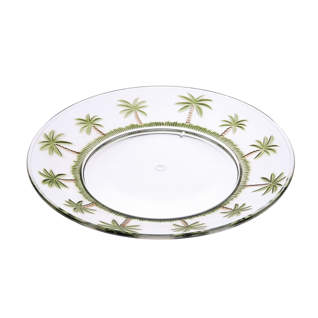 Palm Tree Design 9&quot; Acrylic Dinner Plates (Set of 4) Crystal Clear Reusable Unbreakable Kitchen Plates Bpa Free Dishwasher Safe - Clear