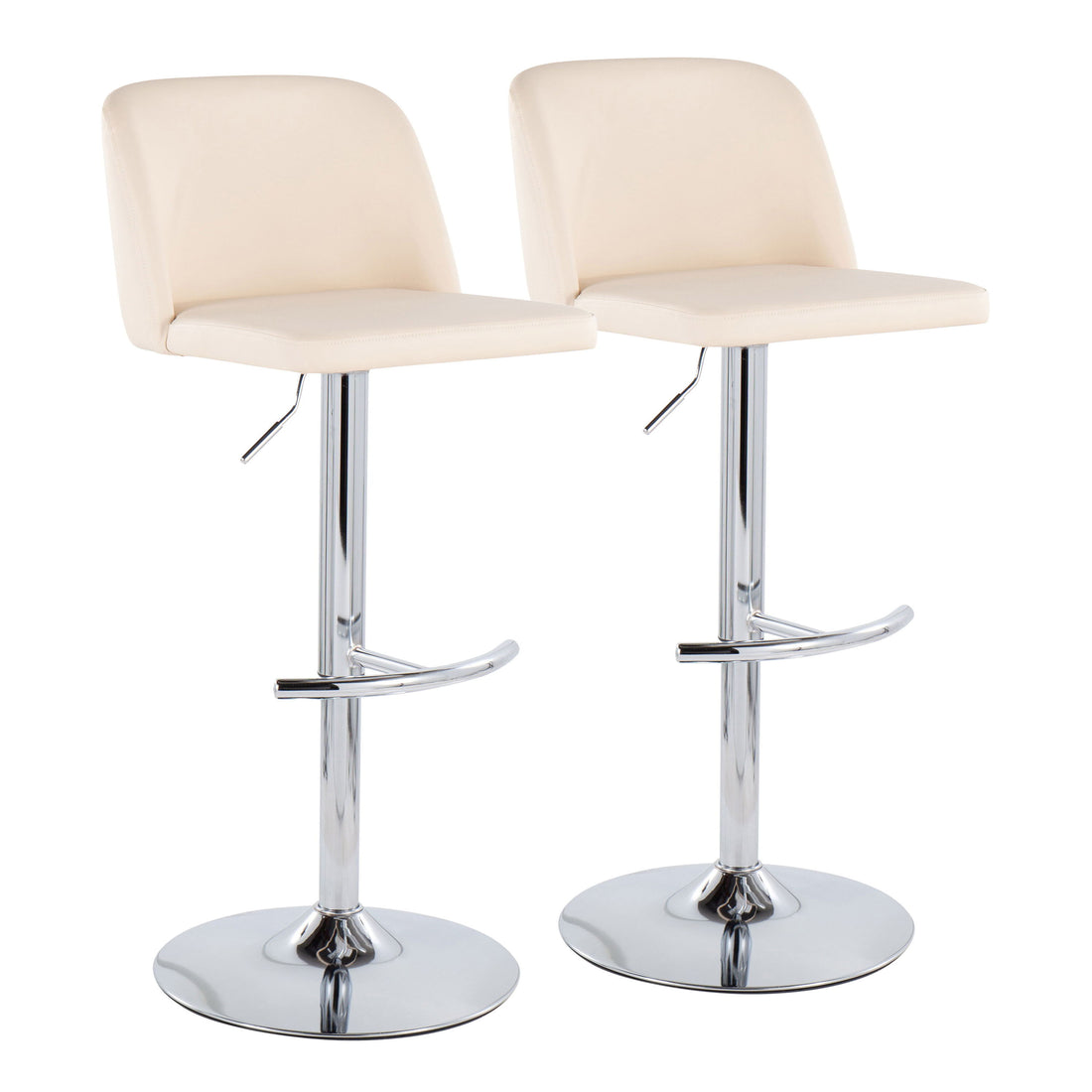 Toriano - Contemporary Adjustable Barstool With Swivel &amp; Rounded T Footrest (Set of 2)