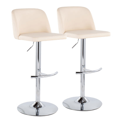 Toriano - Contemporary Adjustable Barstool With Swivel &amp; Rounded T Footrest (Set of 2)
