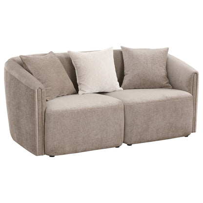 Silvana - Upholstered Rolled Loveseat With Curved Back And Foam Cushions - Beige