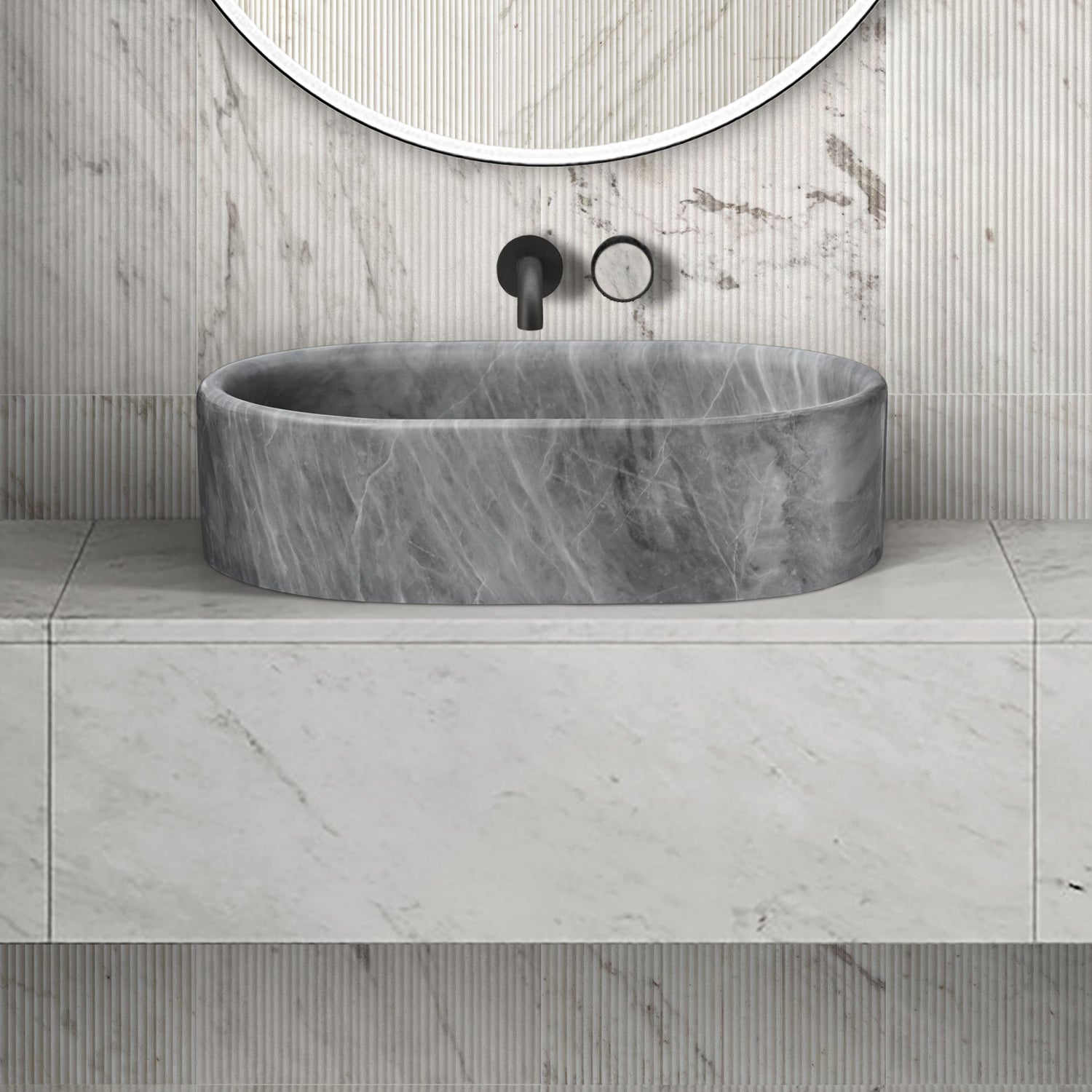Bathroom Vessel Sink, Semi Polished Surface