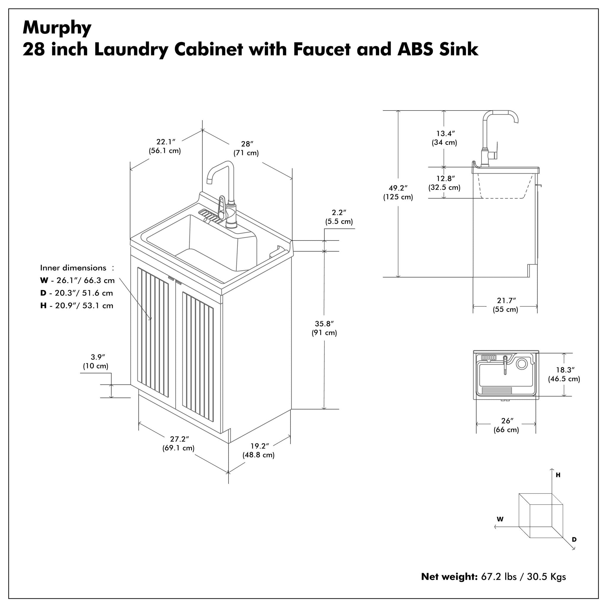 Murphy - Laundry Cabinet &amp; Faucet And Stainless Steel Sink