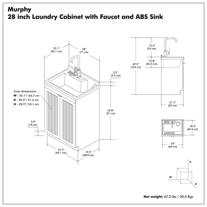 Murphy - Laundry Cabinet &amp; Faucet And Stainless Steel Sink