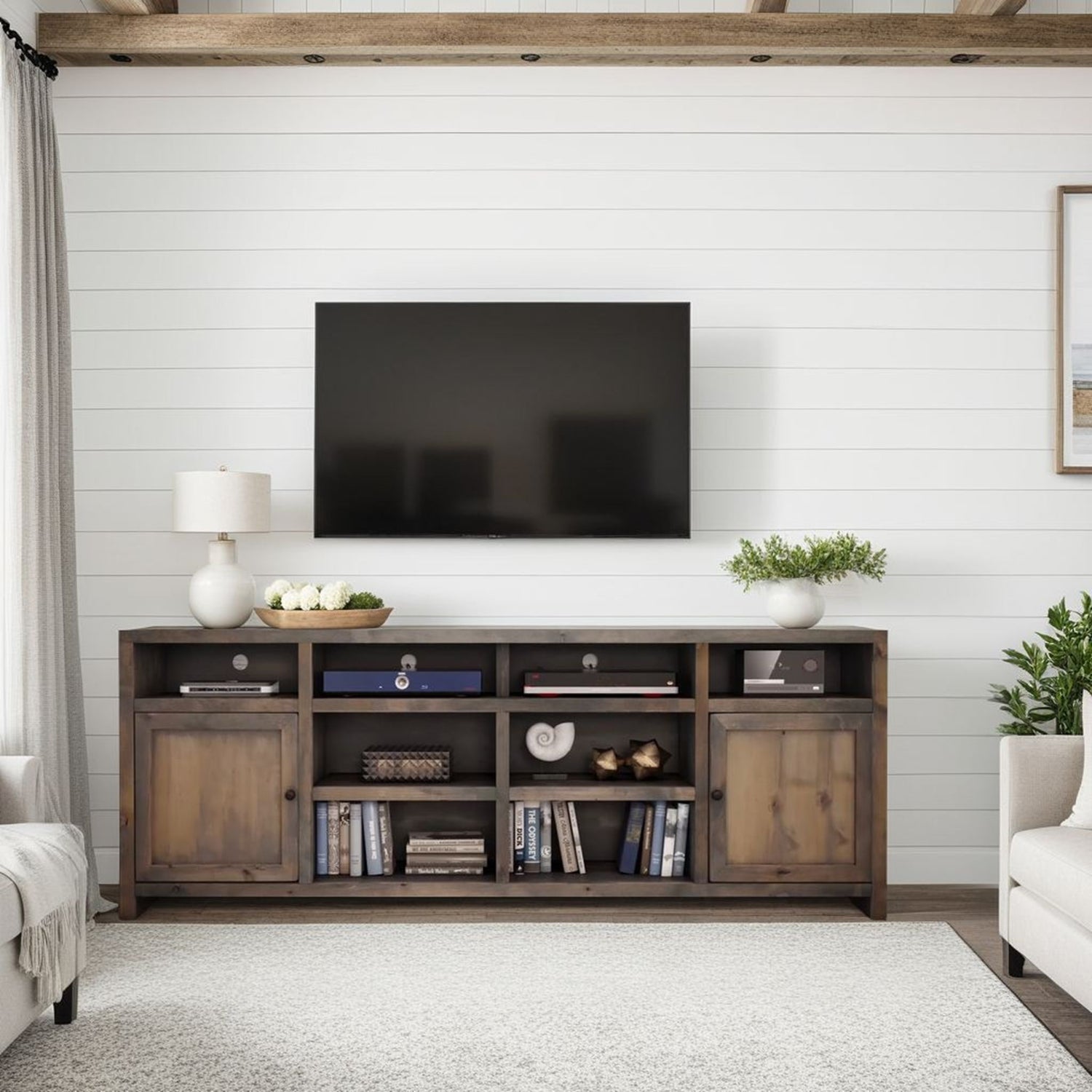 Joshua Creek - TV Stand Console For TVs Up To 95&quot; - Barnwood