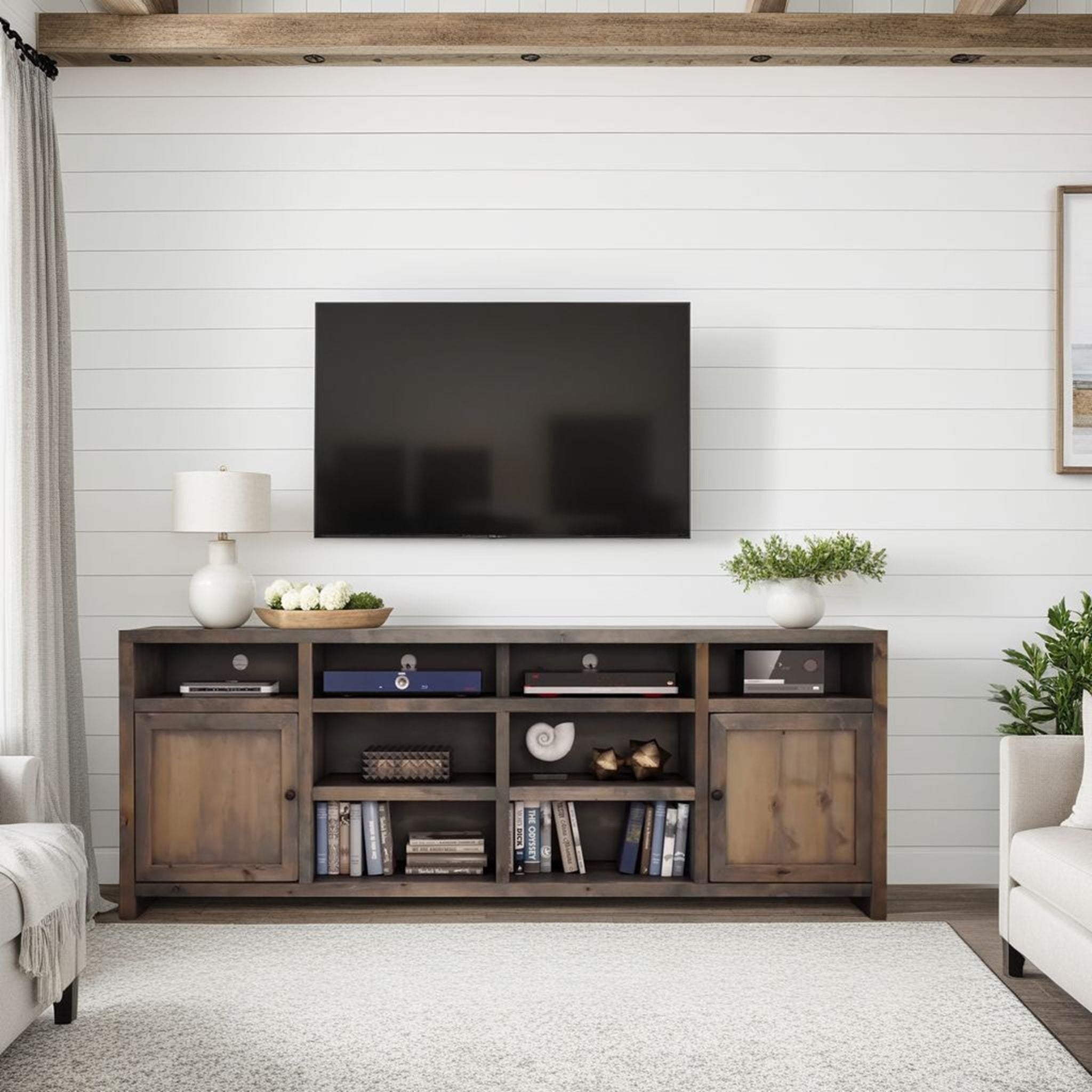 Joshua Creek - TV Stand Console For TVs Up To 95&quot; - Barnwood
