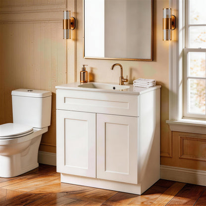 Shaker Base Cabinet With Soft-Close Drawer &amp; Double Doors, Adjustable Shelf