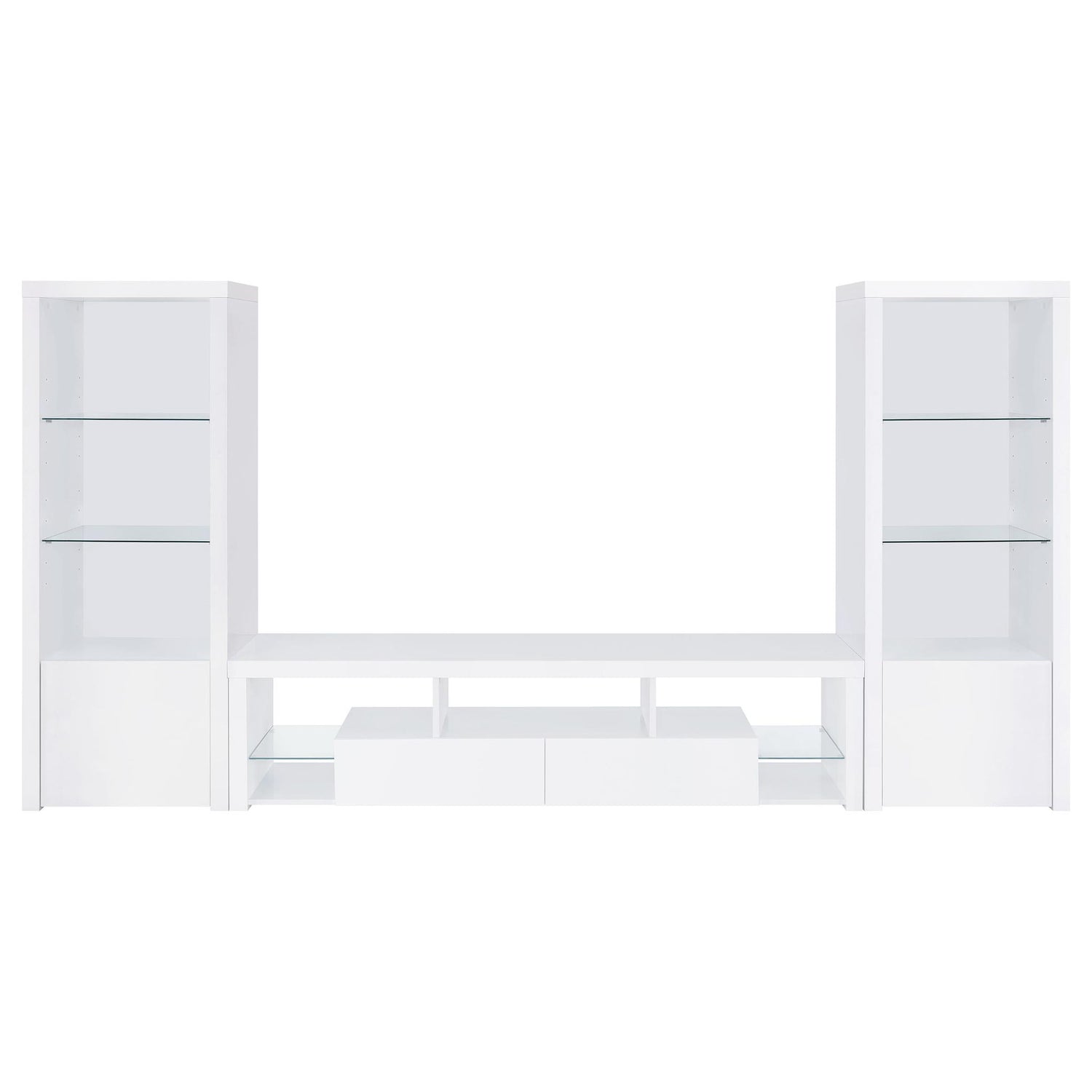 Lance - 3 Piece TV Entertainment Center With Shelves - Gloss White