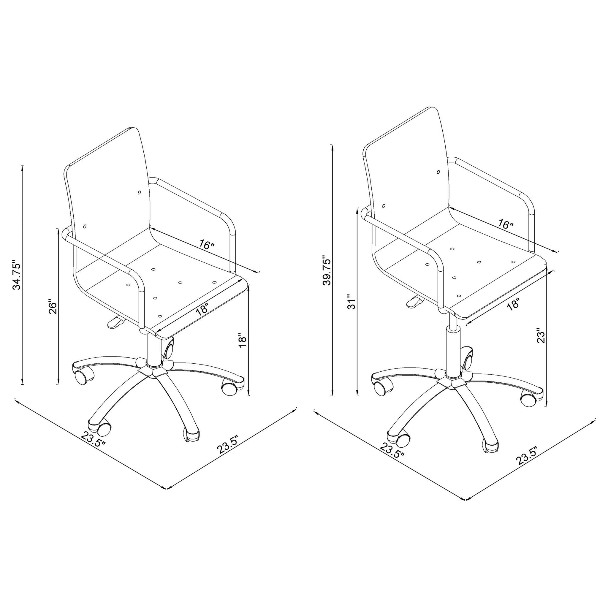 Clear Office Chair With Caster Wheels Futuristic Design, Adjustable Height - Clear