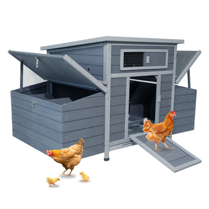 Large Chicken Coop Outdoor Hen House &amp; Dual Nesting Boxes