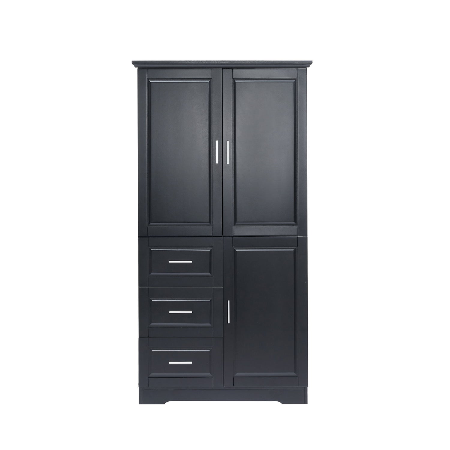Tall Wide Storage Cabinet With Doors, 3 Drawers