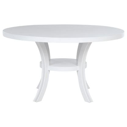 Tyler - Round Dining Table With Shelf Round Table - White