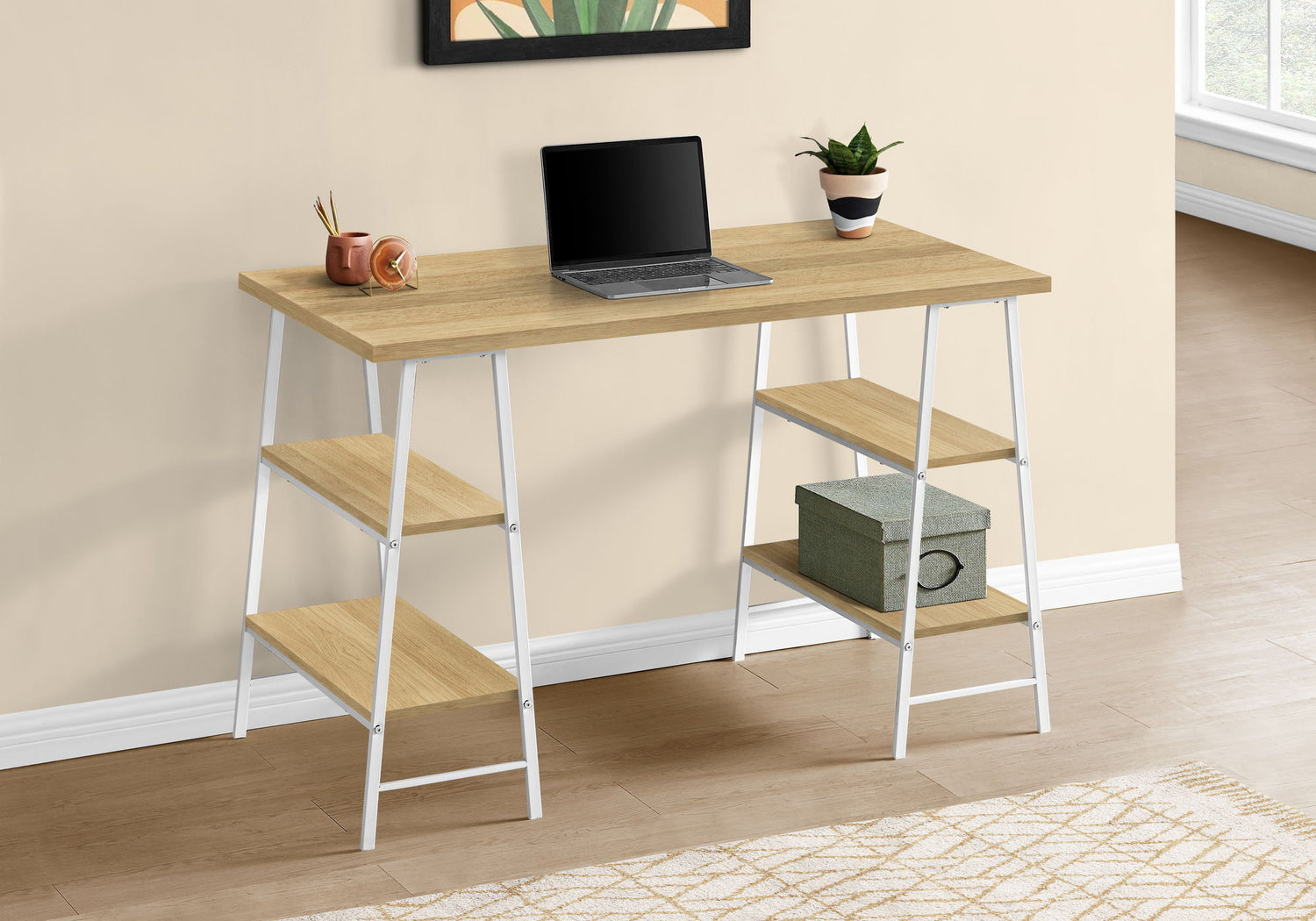 Computer Desk For Home Office, Laptop, Storage Shelves, Contemporary &amp; Modern