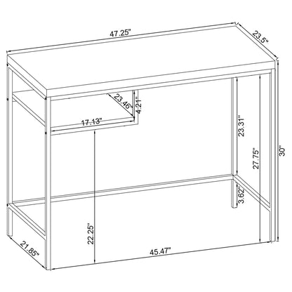 Rectangular Writing Desk, Compact Size For Home Office - Gray