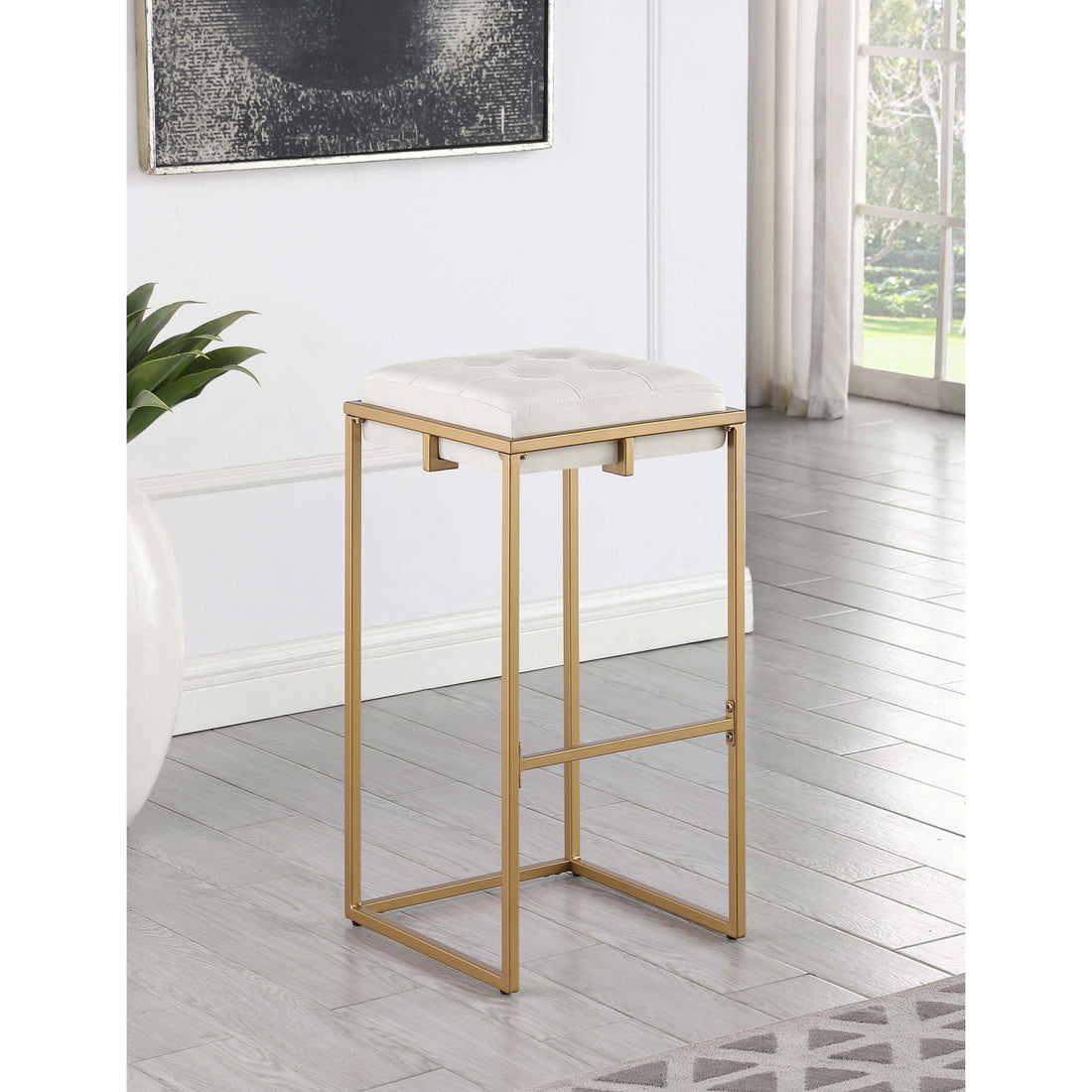 Soccoro - Square Tufted Cushion Stools (Set of 2) - Beige