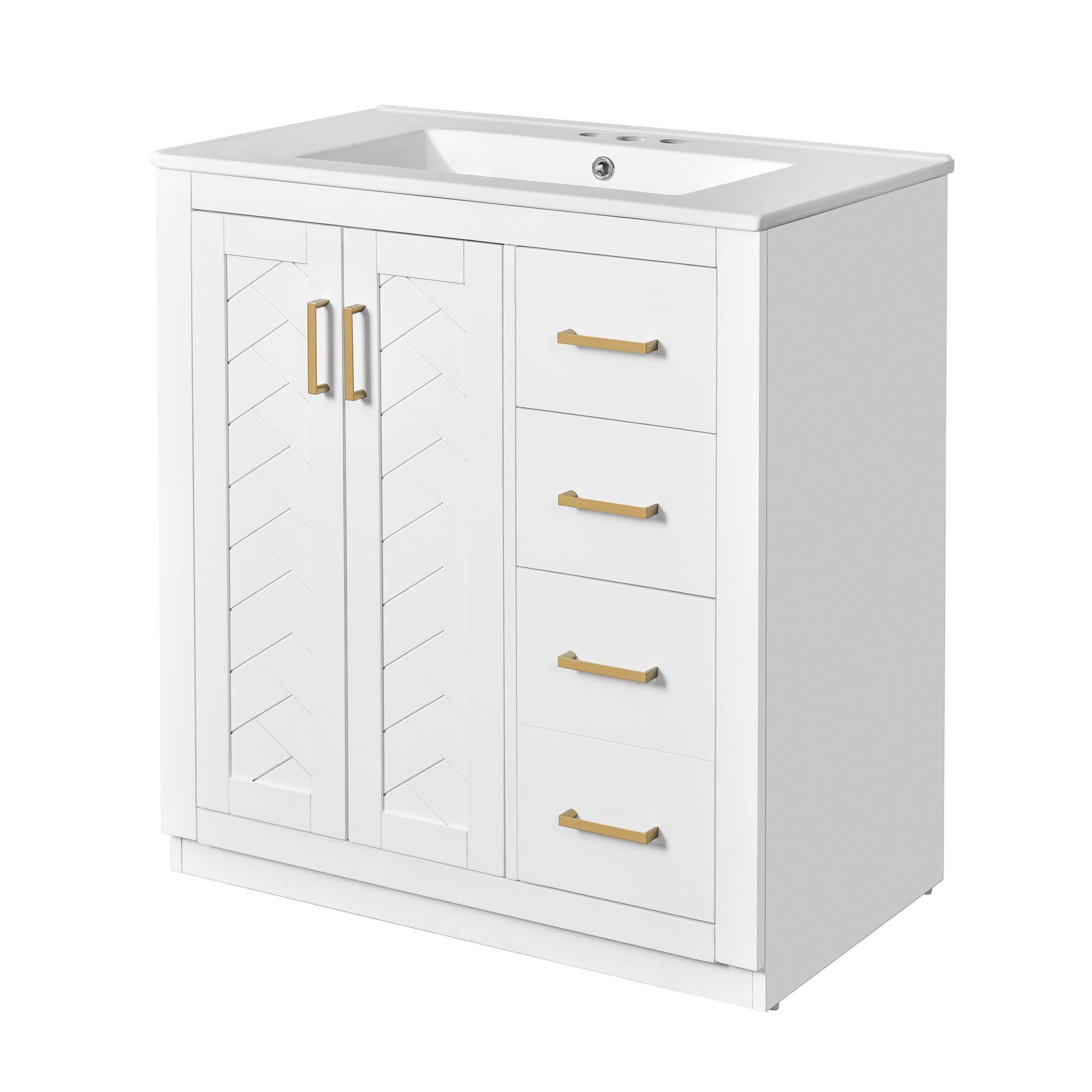 Bathroom Vanity With Sink, Storage Cabinet, Freestanding Set With 3 Drawers &amp; Soft Closing Doors