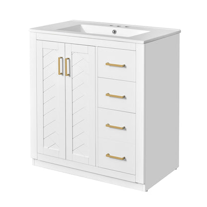 Bathroom Vanity With Sink, Storage Cabinet, Freestanding Set With 3 Drawers &amp; Soft Closing Doors