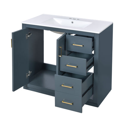 Bathroom Vanity With Sink Combo, Storage Cabinet, Freestanding Set With 3 Drawers &amp; Soft Closing Doors