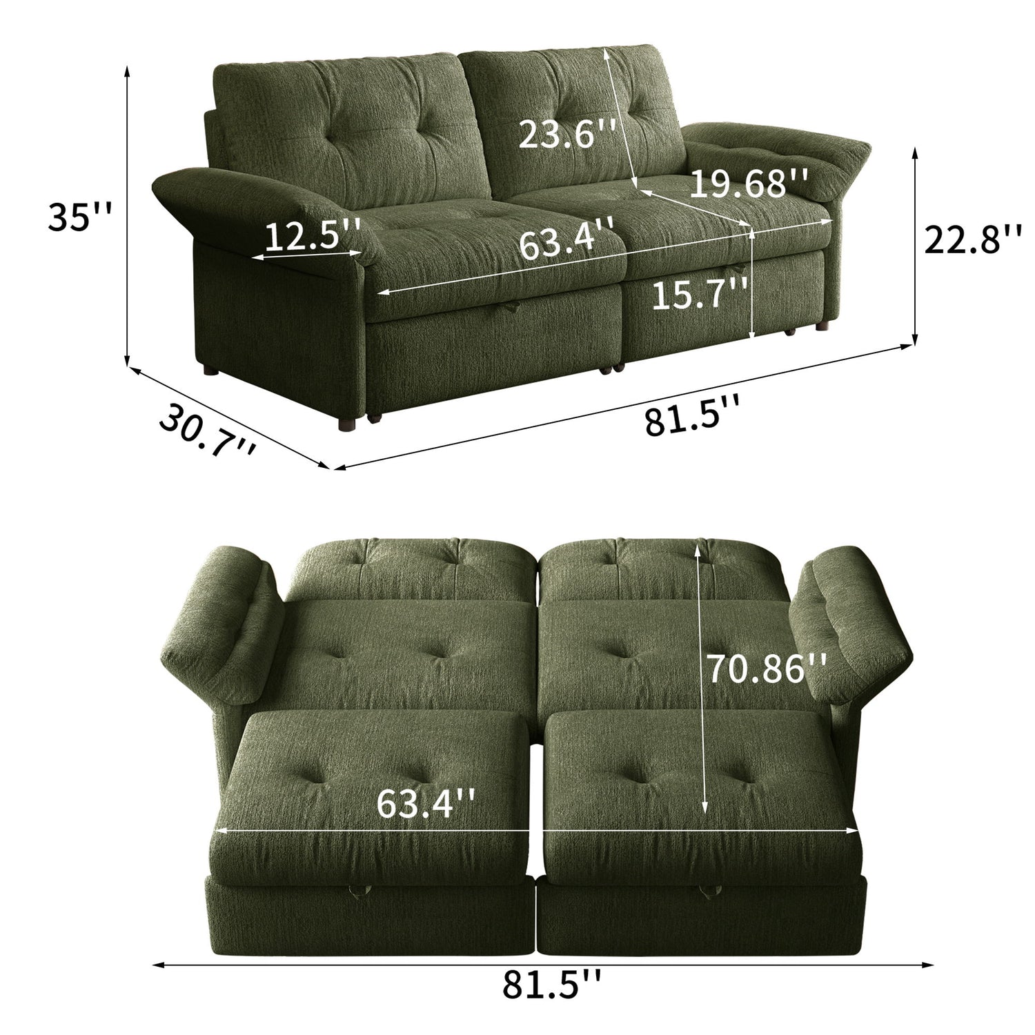 Sofa Bed, 2 In 1 Design For Living Rooms
