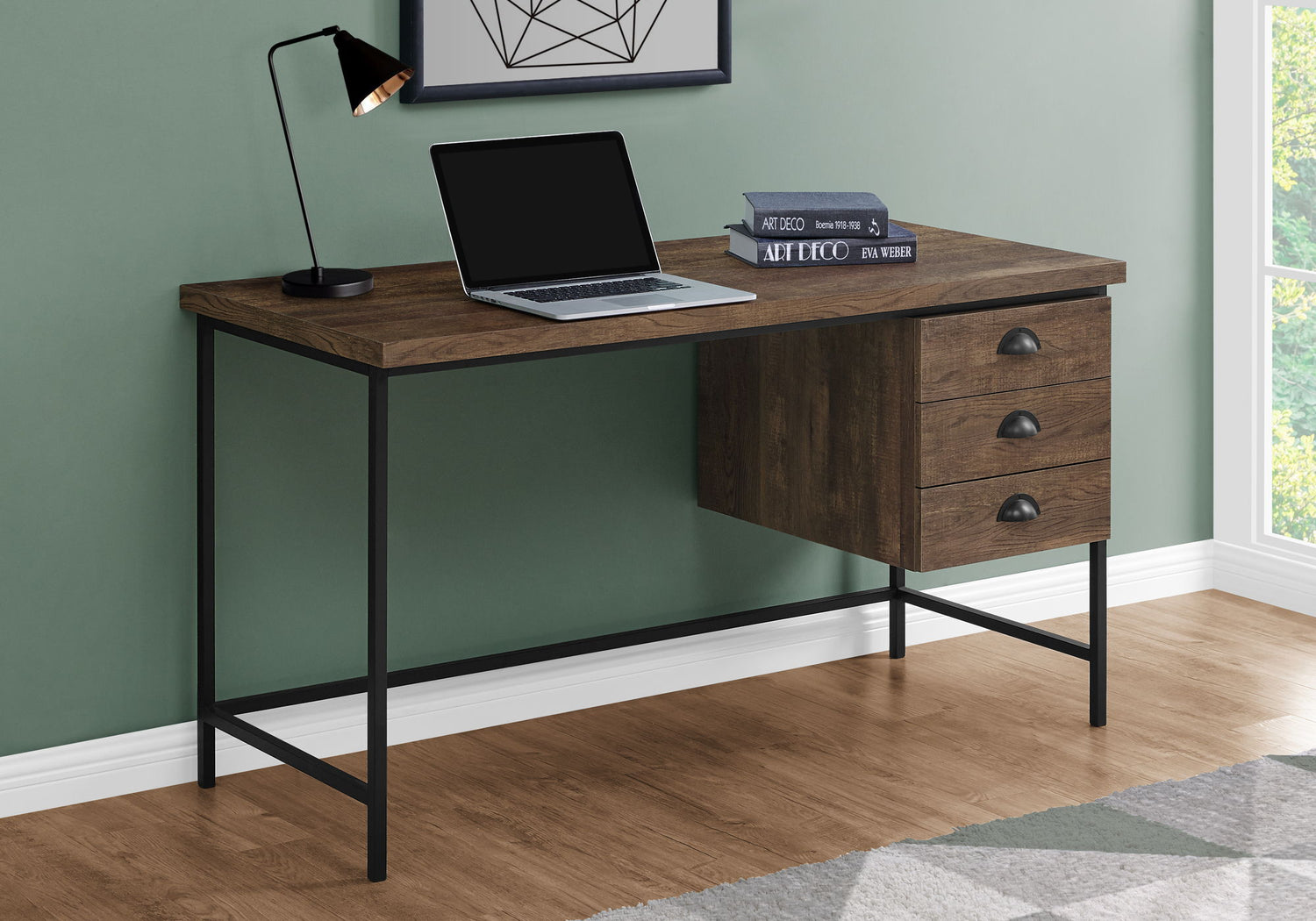 Computer Desk For Home Office, Laptop, 3 Storage Drawers, Contemporary &amp; Moder