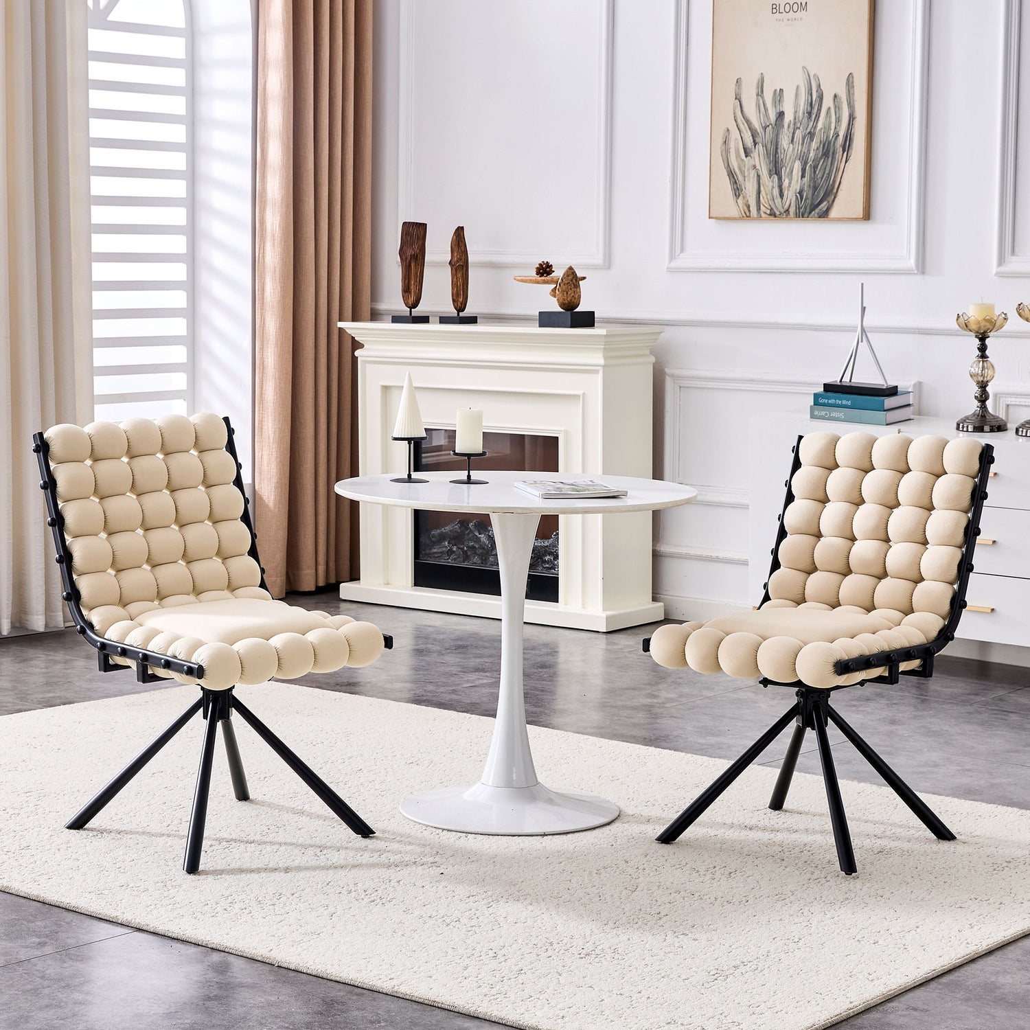 Puffy Bubble, Ball Chain Dining Chairs For Dining Room (Set of 2)