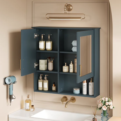 2 In 1 Wall-Mounted Mirror Cabinet With Adjustable Shelves, Soft-Close Doors, High-Definition Mirror &amp; Storage