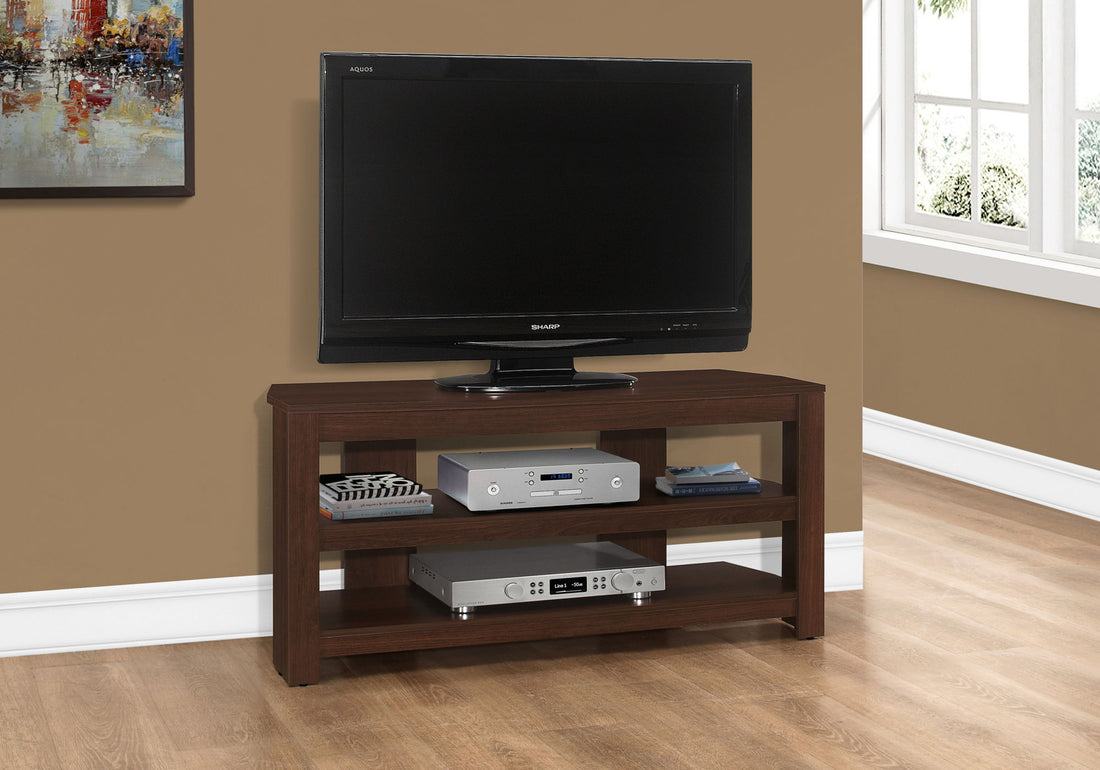 TV Stand, Console, Media Entertainment Center, Storage Shelves, Contemporary &amp; Modern - Cherry