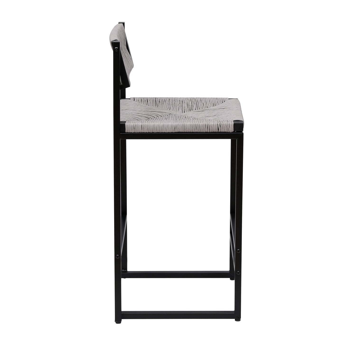 Bar Stools Paper Rope Weave Dining Chairs With Back Hand Weave Stools For Kichen Island, Bar &amp; Counter (Set of 2)