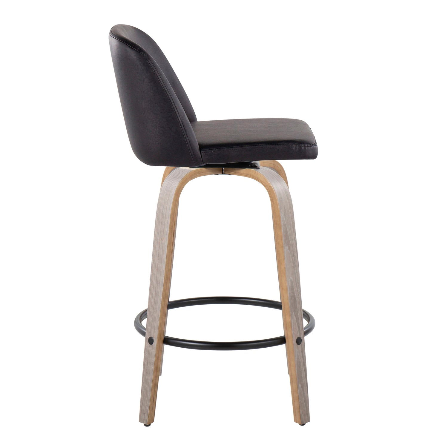 Toriano - Contemporary Fixed Height Counter Stool With Swivel &amp; Round Footrest (Set of 2)