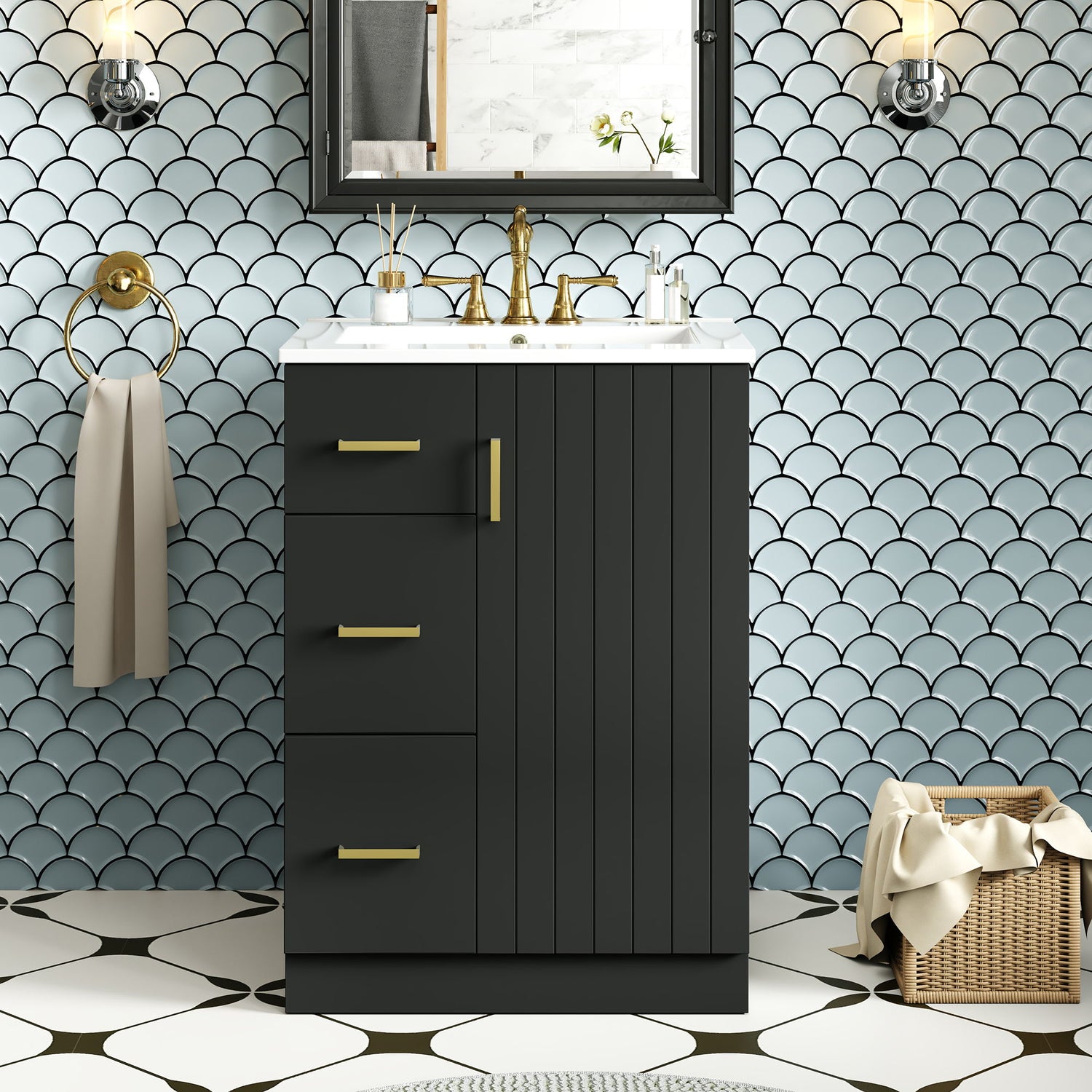 Bathroom Vanity With Under Mount Sink, 2 Drawers And Soft Closing Door