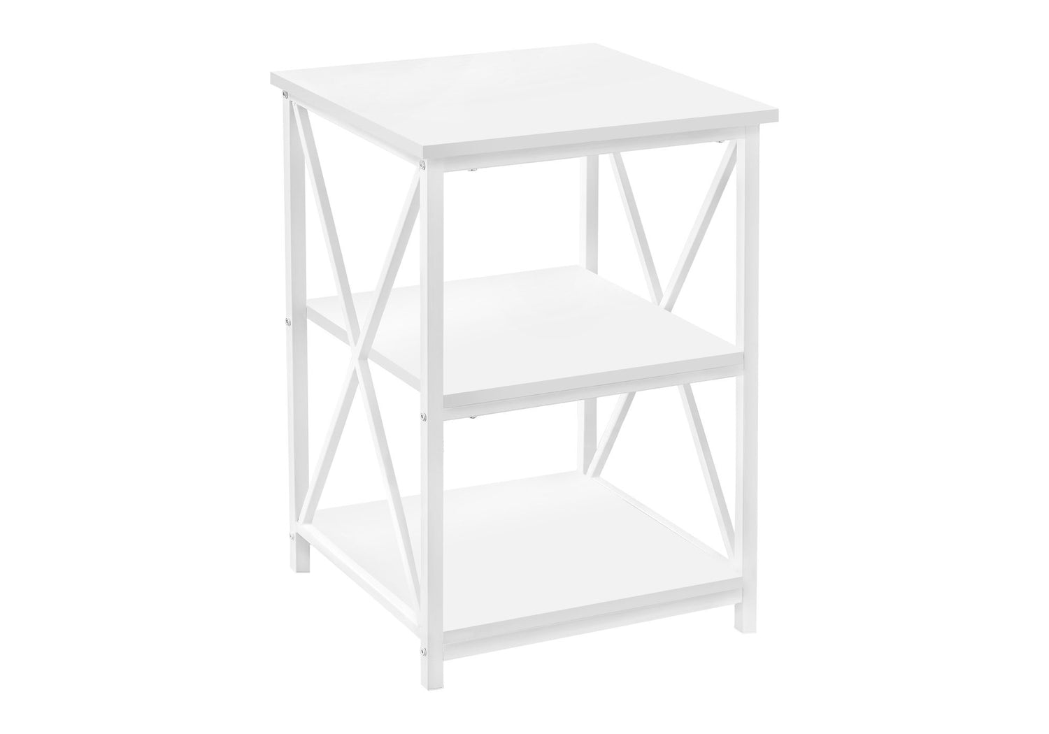 3 Tier Accent Table, Side Marble Look Contemporary &amp; Modern